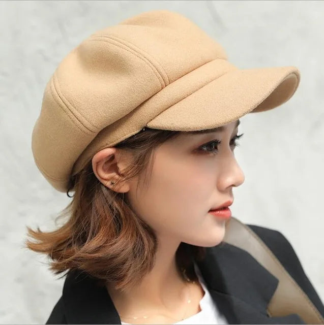 NEXT STREET Solid Wool Newsboy Hat