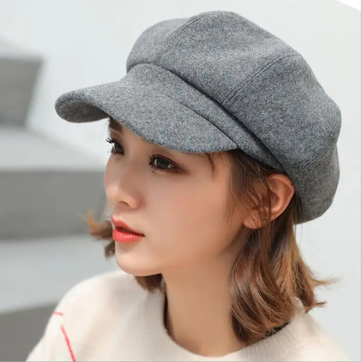 NEXT STREET Solid Wool Newsboy Hat