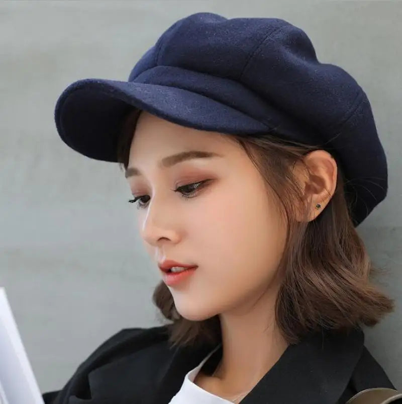 NEXT STREET Solid Wool Newsboy Hat