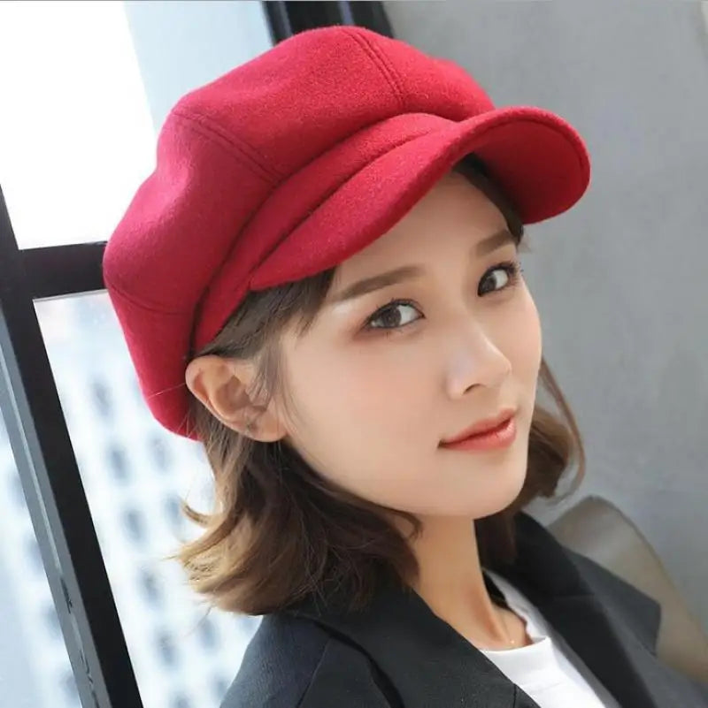 NEXT STREET Solid Wool Newsboy Hat