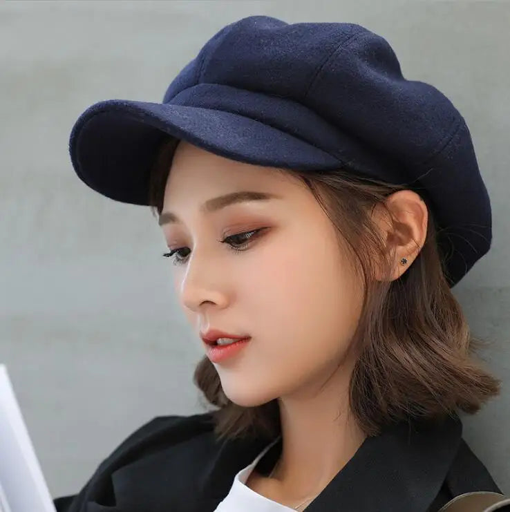 NEXT STREET Solid Wool Newsboy Hat