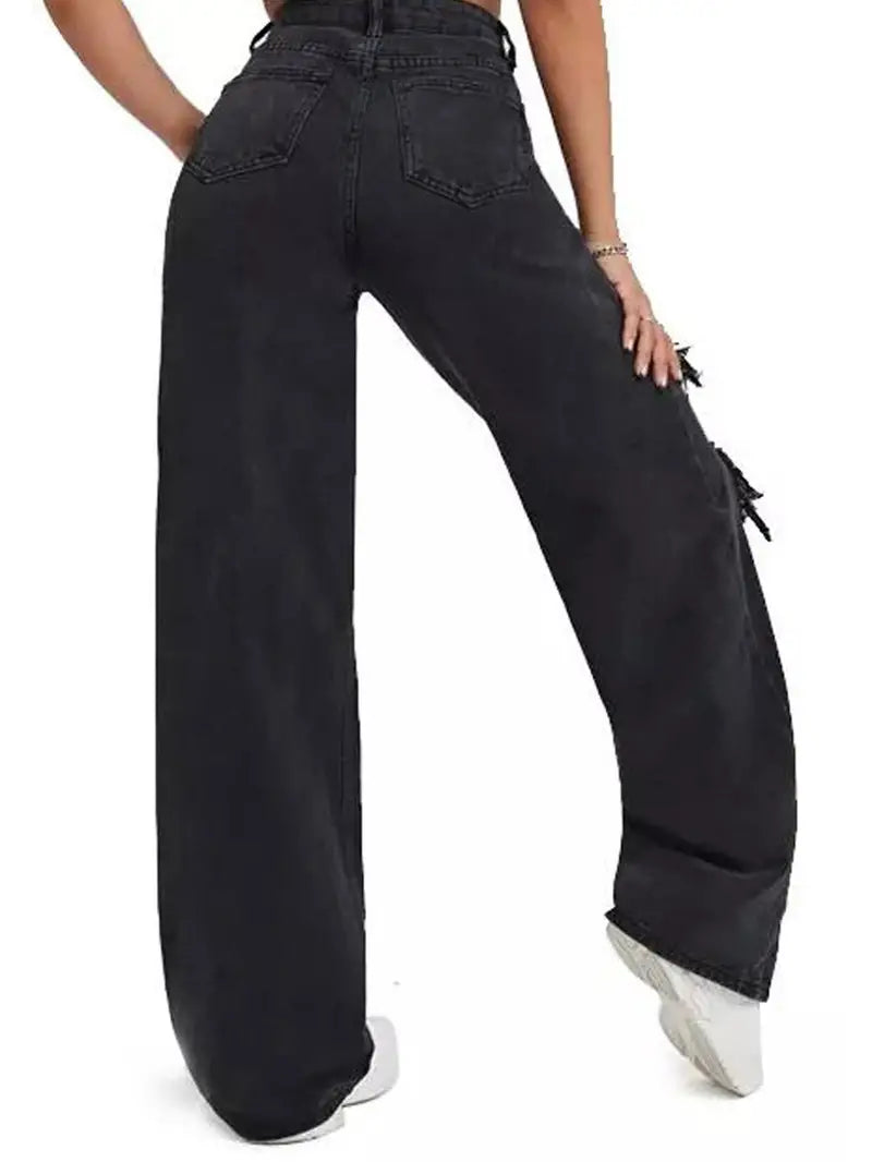 NEXT STREET Black Ripped High Waist Jeans
