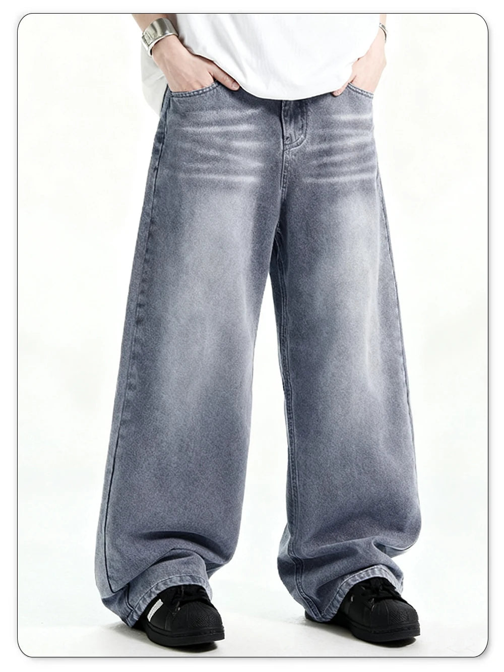 NEXT STREET Retro Wash Wide-Leg Jeans