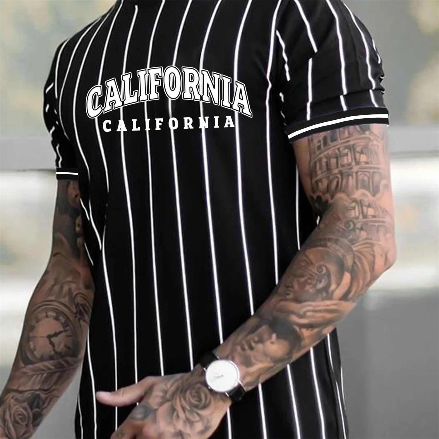 NEXT STREET LA Stripe Tech TEE