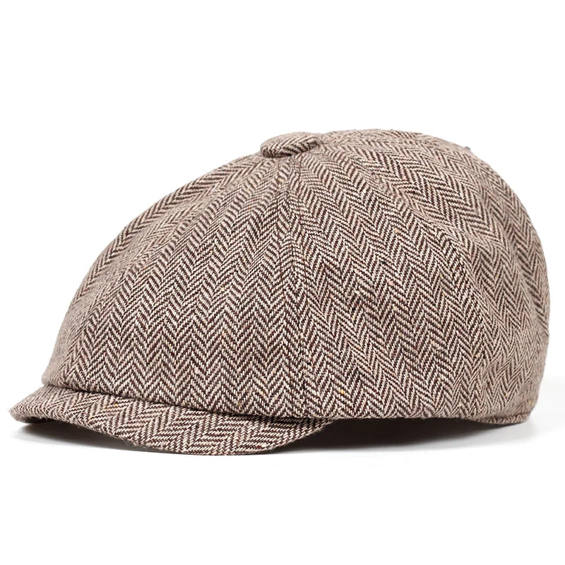 NEXT STREET Herringbone Grid Newsboy Hat
