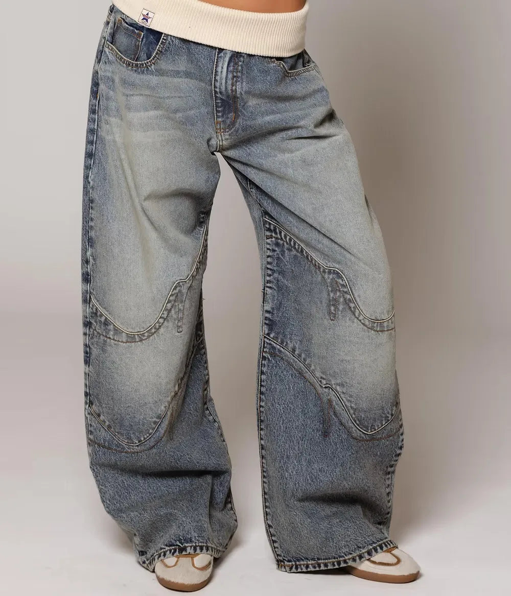 NEXT STREET Y2K Splice Wide-Leg Jeans