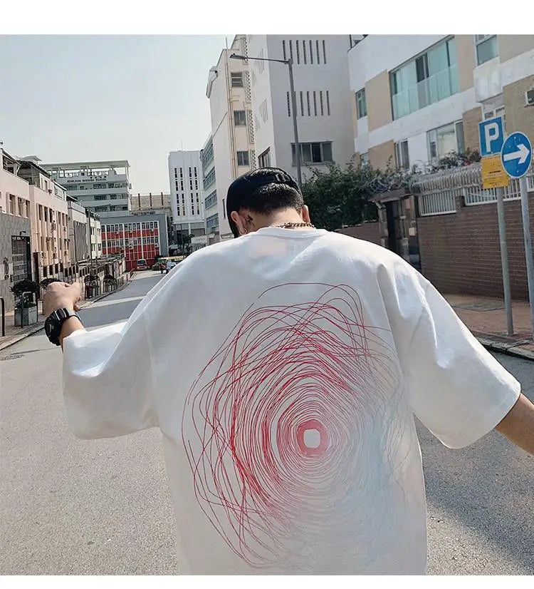 NEXT STREET Oversized Print Tech TEE