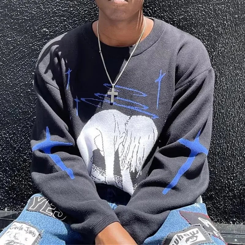 NEXT STREET Harajuku Anime Knit Hoodie