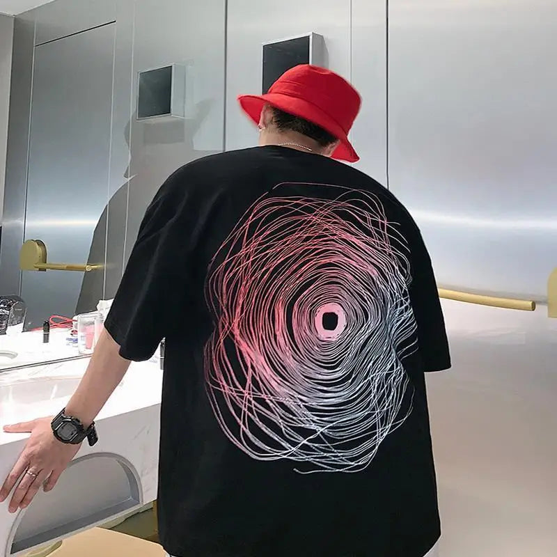 NEXT STREET Oversized Print Tech TEE