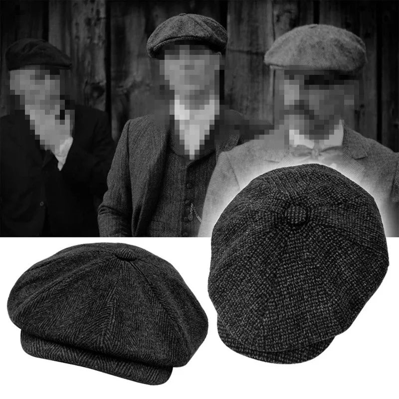 NEXT STREET Herringbone Grid Newsboy Hat
