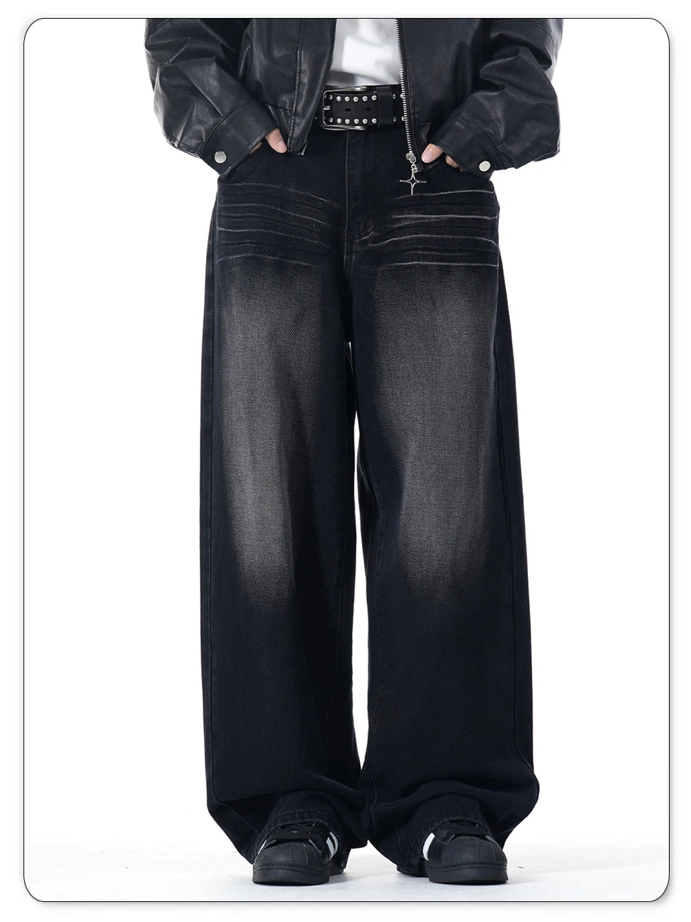 NEXT STREET Enzyme Black Wide-Leg Jeans