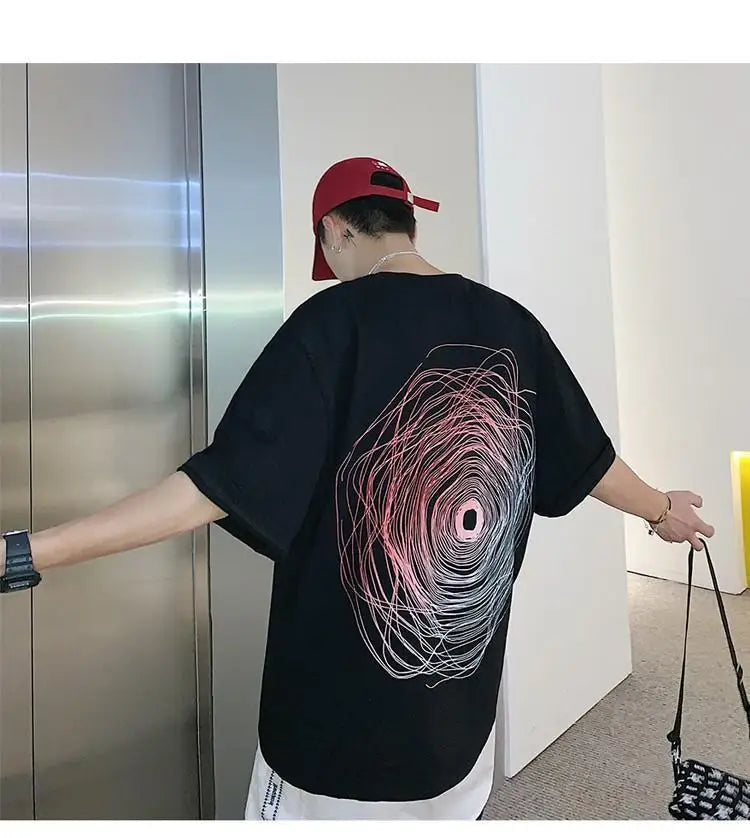NEXT STREET Oversized Print Tech TEE