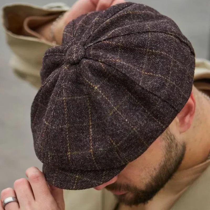 NEXT STREET Retro Tweed Octagonal Hat
