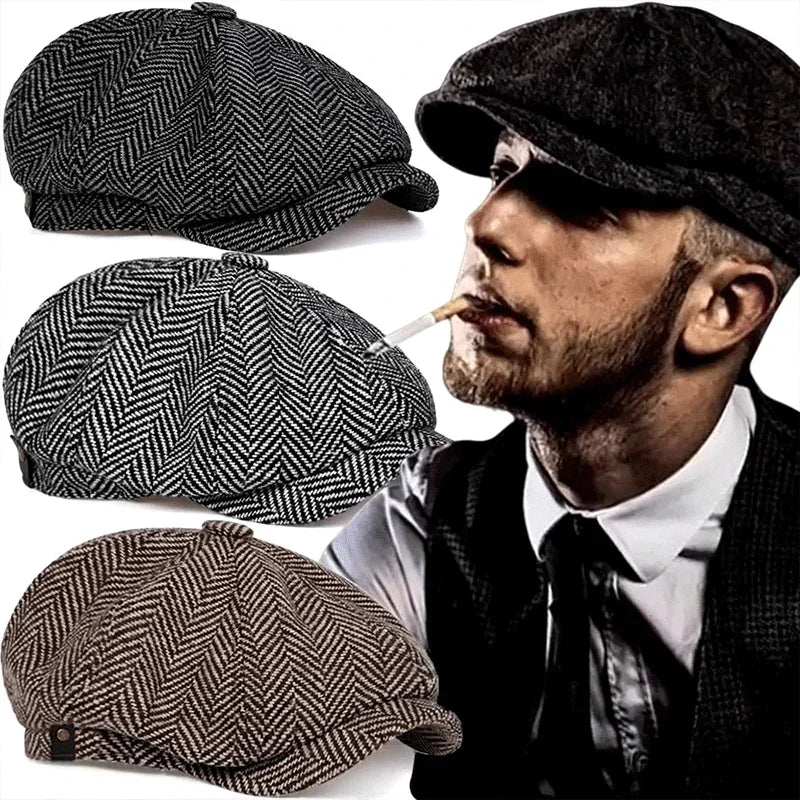 NEXT STREET Retro Tweed Octagonal Hat