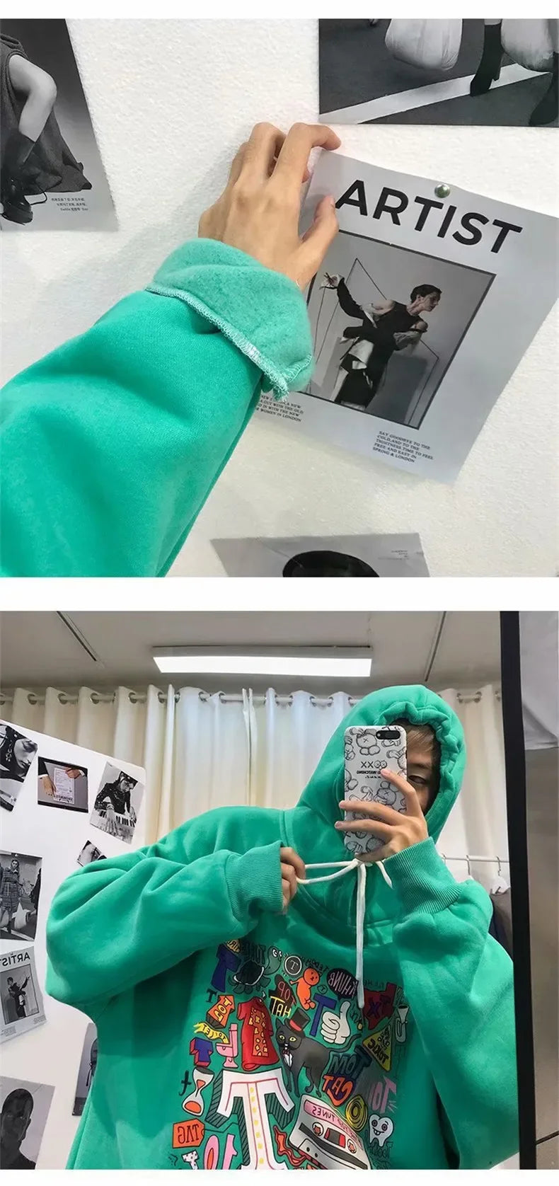 NEXT STREET Harajuku Fleece-Lined Hoodie