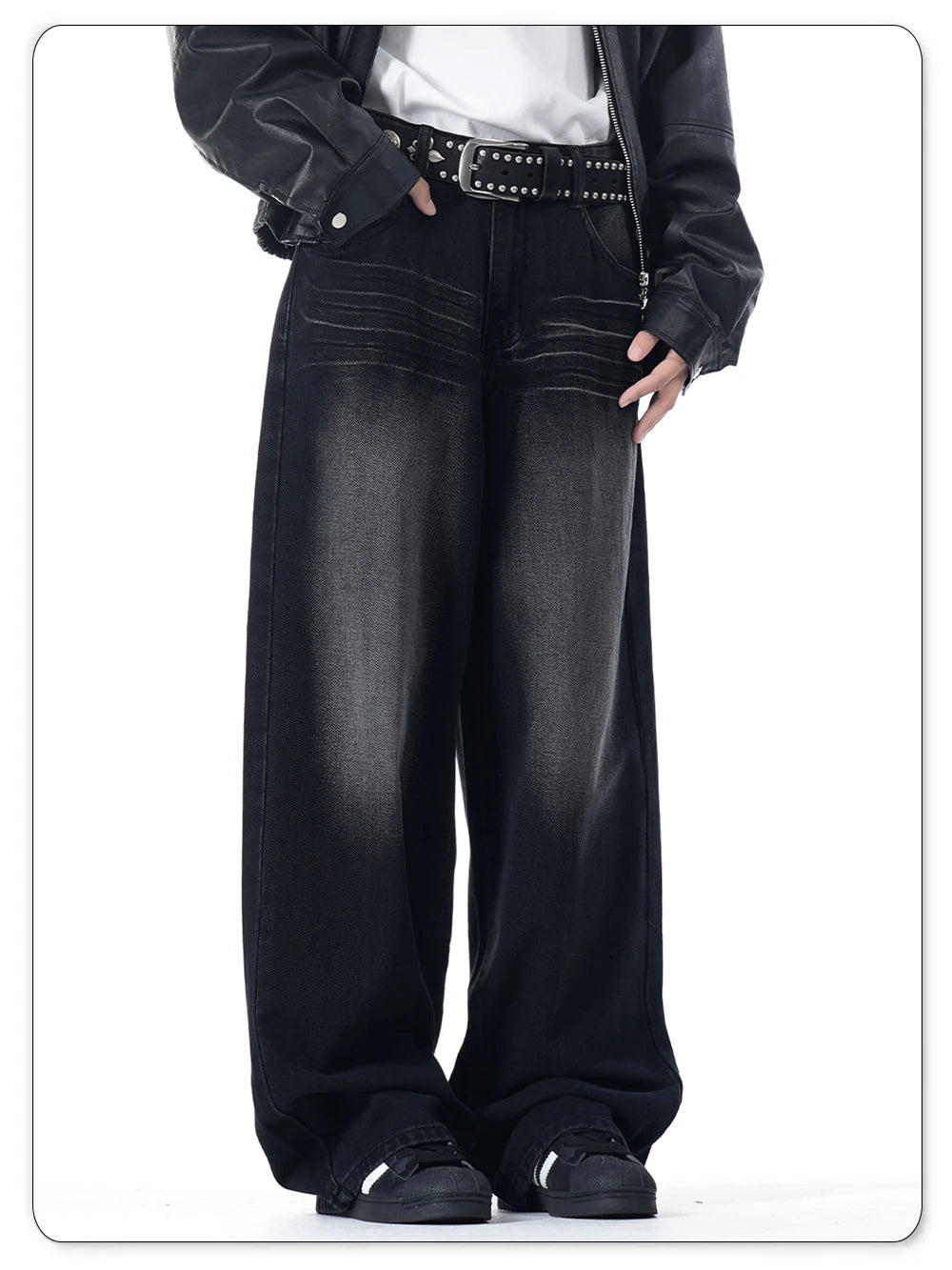 NEXT STREET Enzyme Black Wide-Leg Jeans