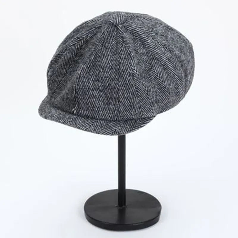 NEXT STREET Herringbone Grid Newsboy Hat
