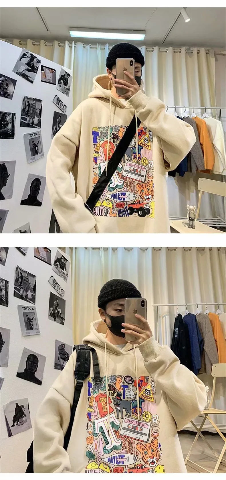 NEXT STREET Harajuku Fleece-Lined Hoodie