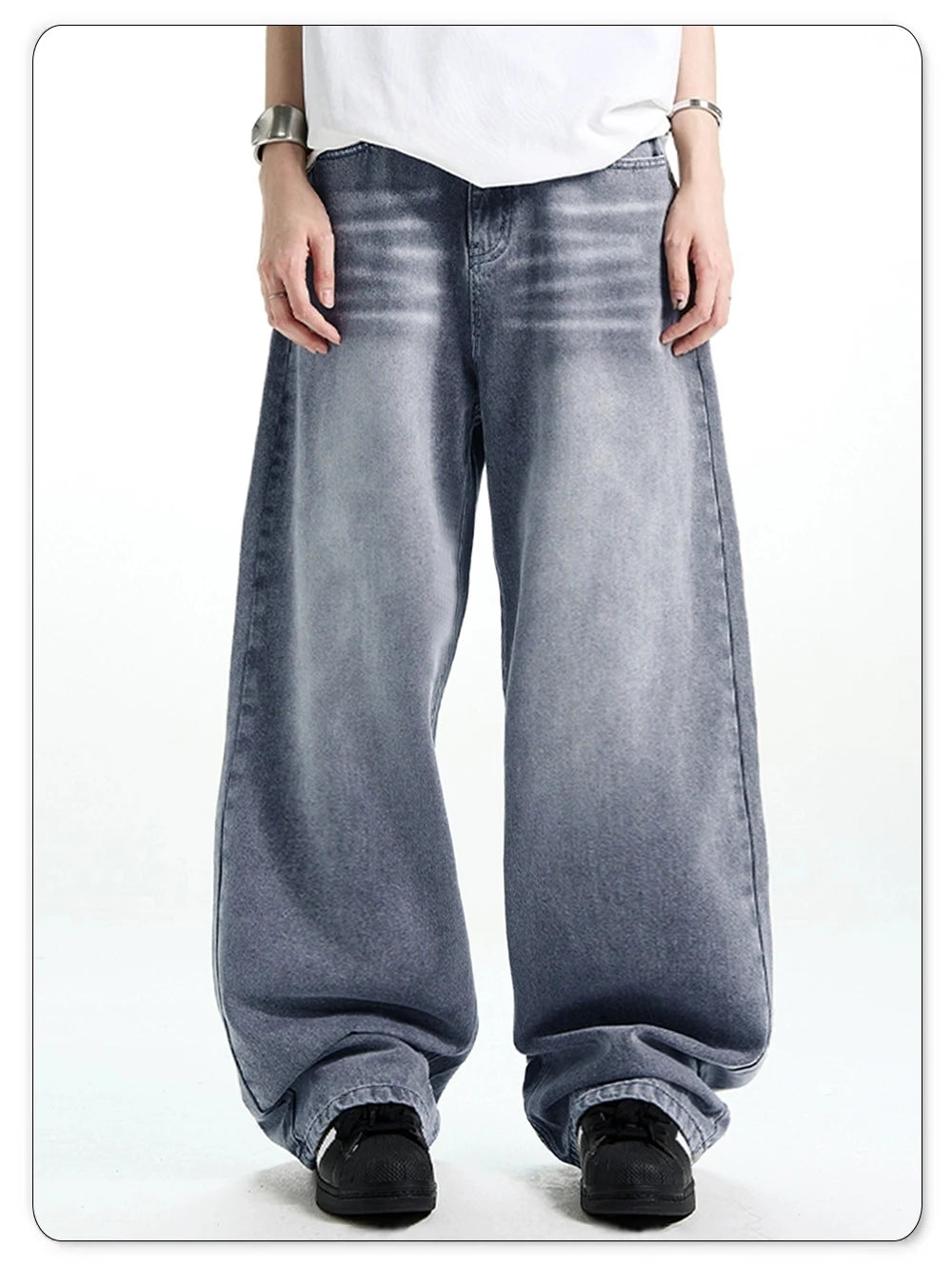 NEXT STREET Retro Wash Wide-Leg Jeans