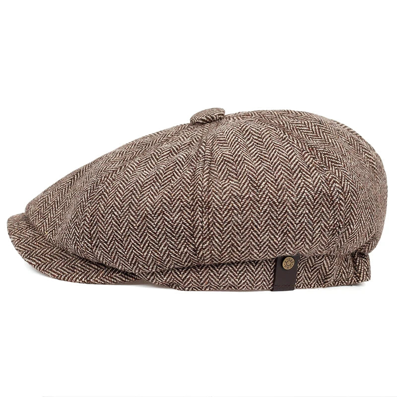 NEXT STREET Herringbone Grid Newsboy Hat