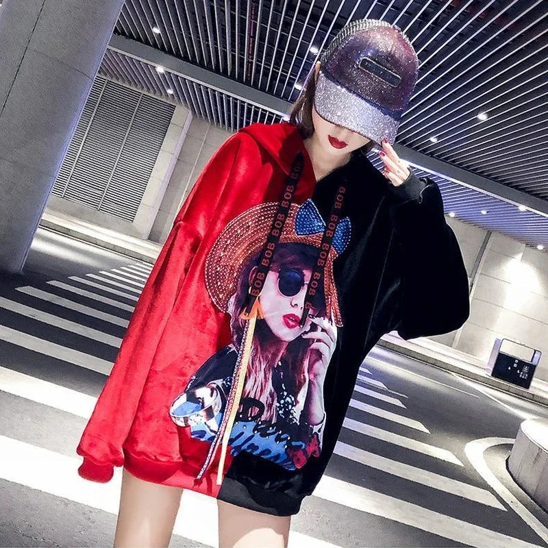 NEXT STREET Harajuku Patchwork Hoodie