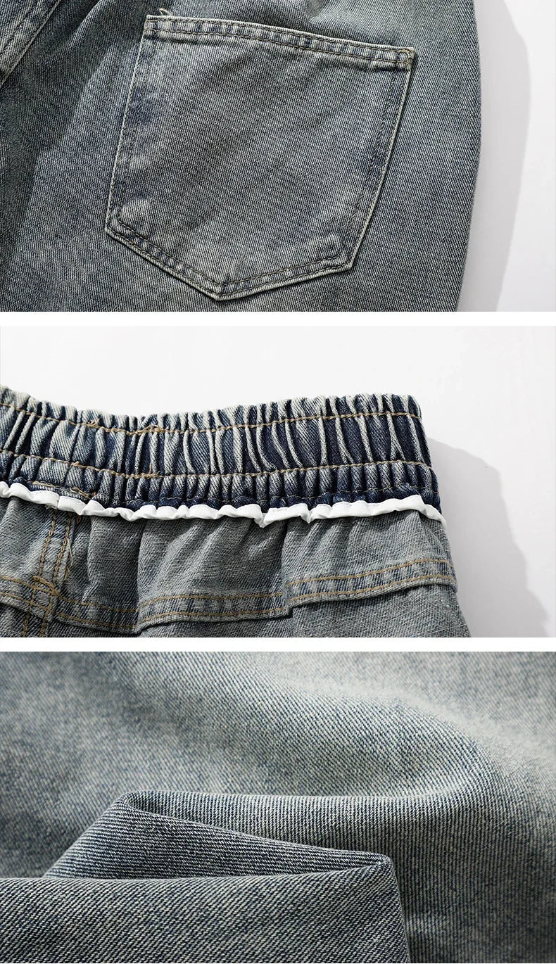 NEXT STREET Wide Leg Distressed Jeans