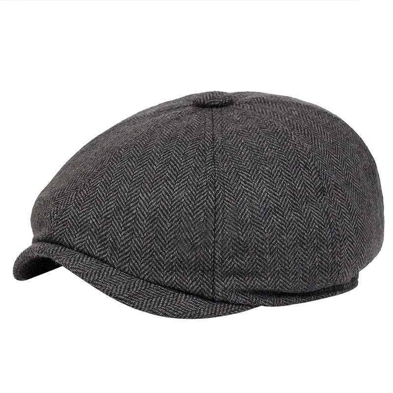 NEXT STREET Herringbone Grid Newsboy Hat