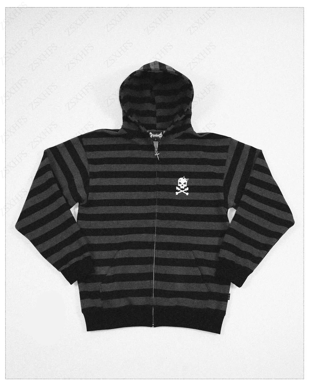 NEXT STREET Gothic Stripe Zip Hoodie