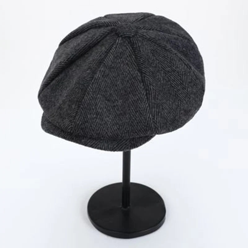 NEXT STREET Herringbone Grid Newsboy Hat