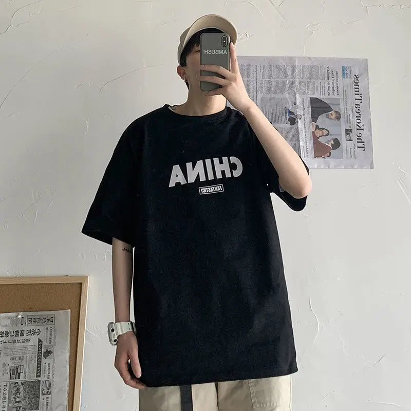 NEXT STREET Oversized Print Tech TEE