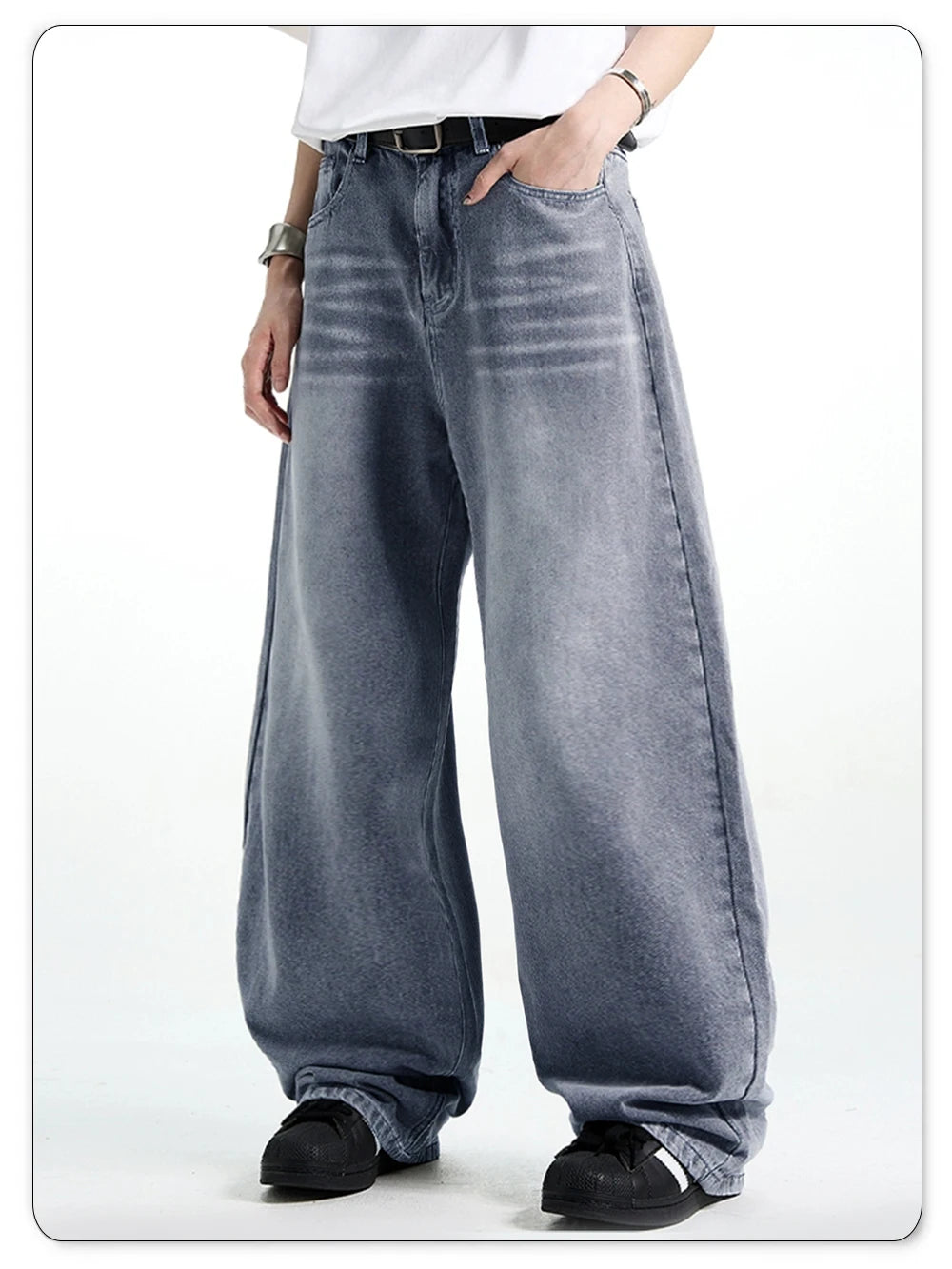 NEXT STREET Retro Wash Wide-Leg Jeans