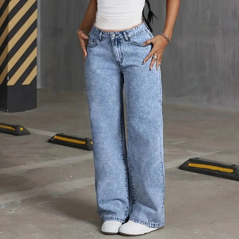 NEXT STREET Bow-Stripe Wide Leg Jeans