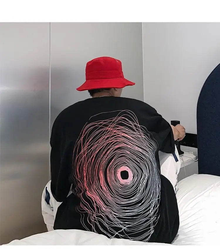 NEXT STREET Oversized Print Tech TEE