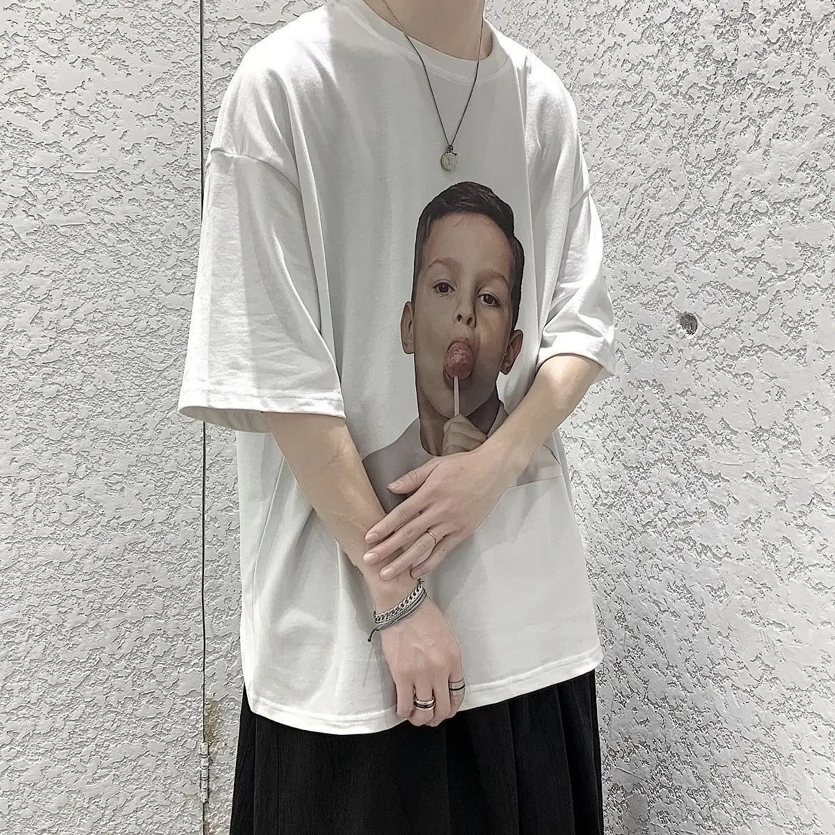 NEXT STREET Oversized Print Tech TEE