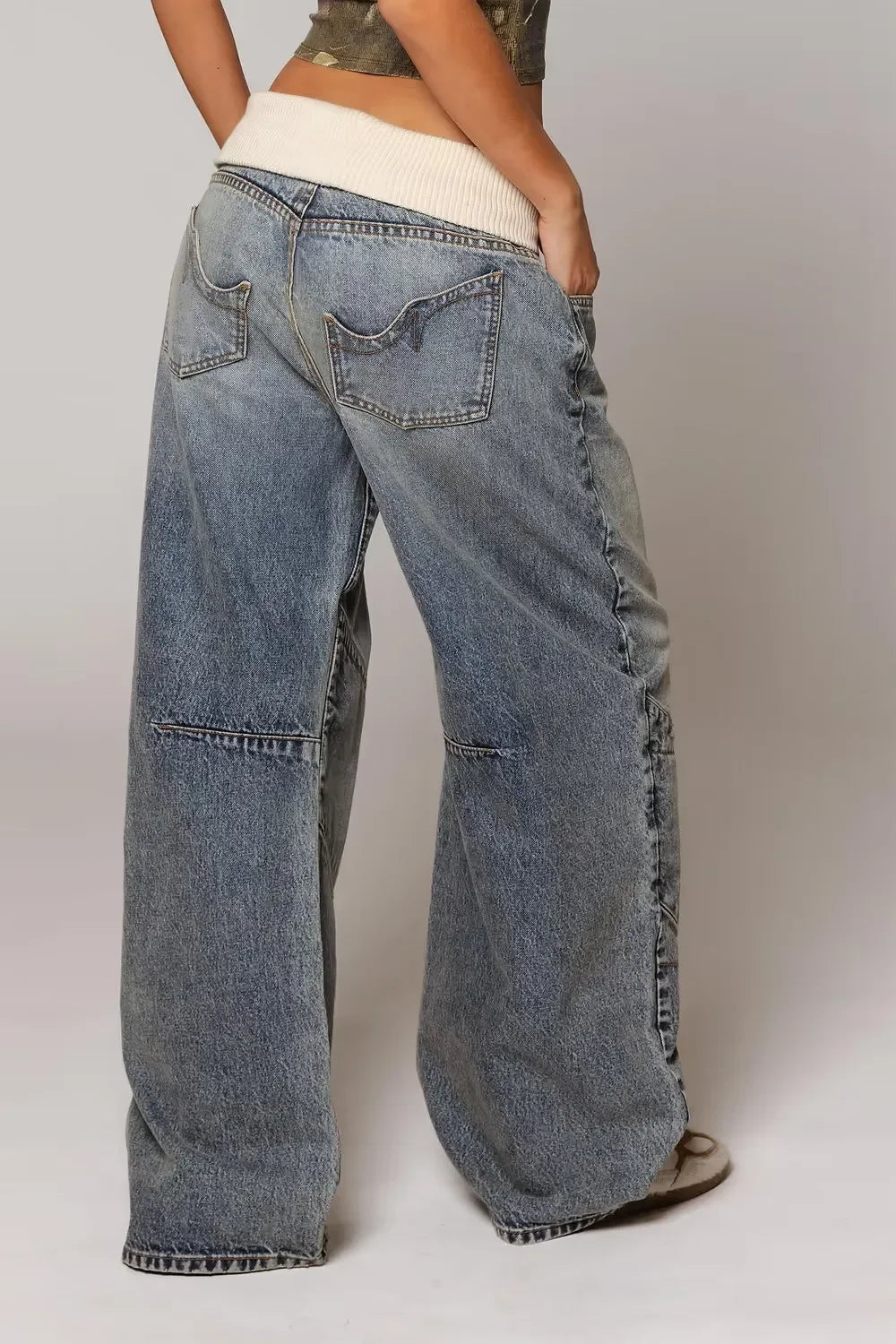 NEXT STREET Y2K Splice Wide-Leg Jeans