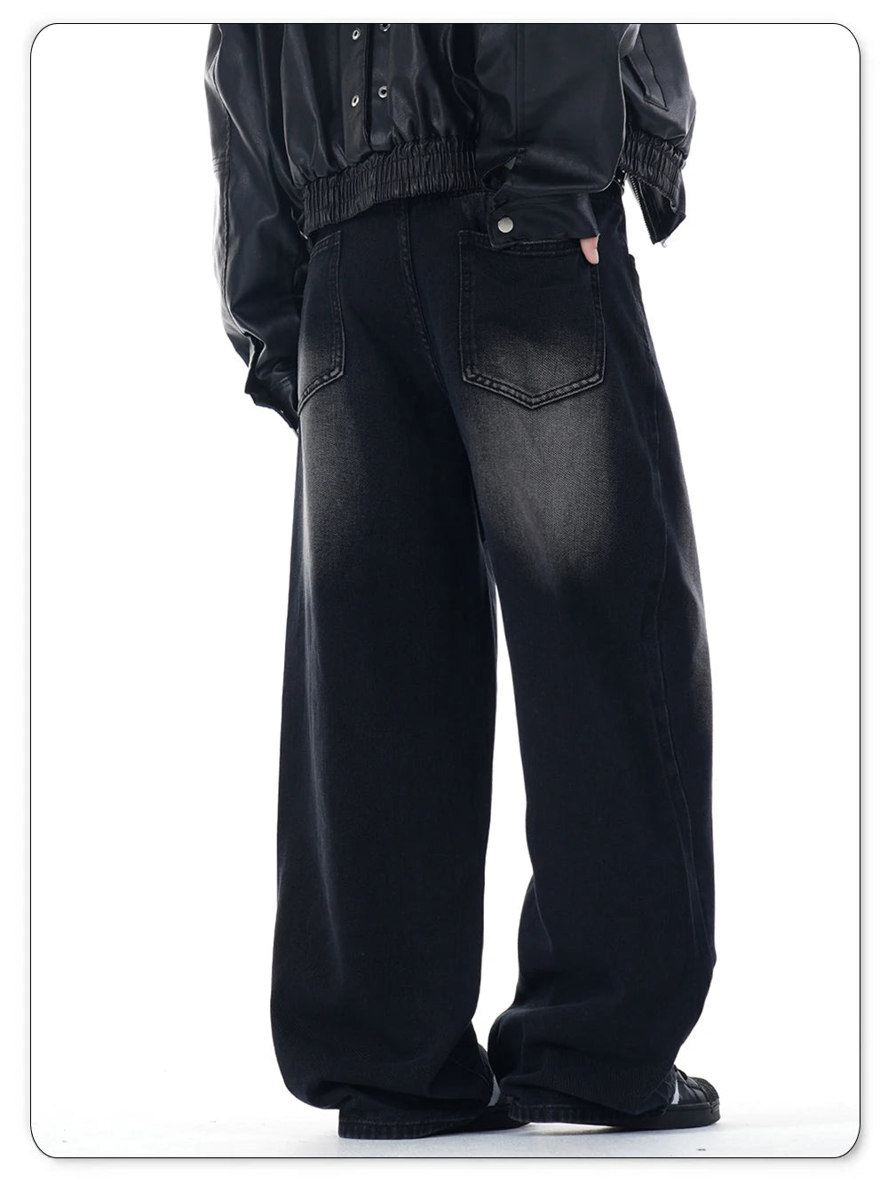 NEXT STREET Enzyme Black Wide-Leg Jeans