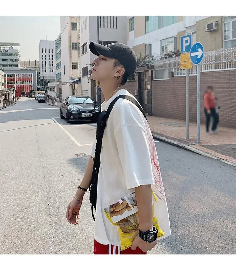 NEXT STREET Oversized Print Tech TEE