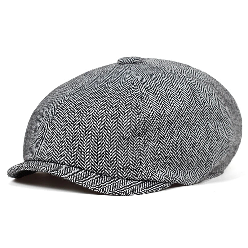 NEXT STREET Herringbone Grid Newsboy Hat