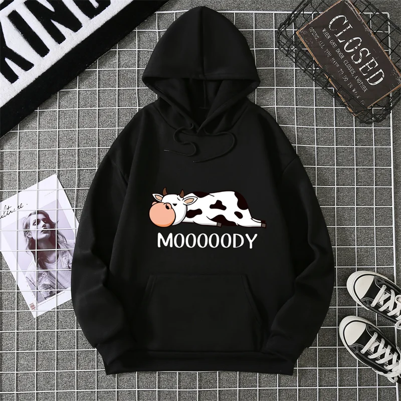 NEXT STREET Kawaii Cow Print Hoodie