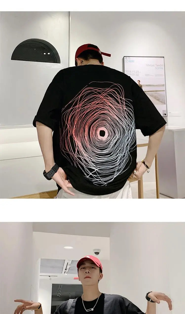 NEXT STREET Oversized Print Tech TEE