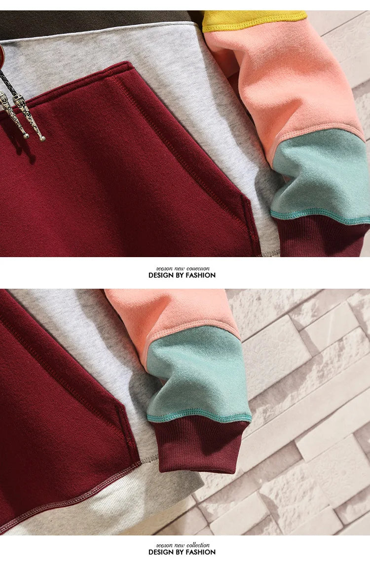NEXT STREET Patchwork Heavyweight Hoodie
