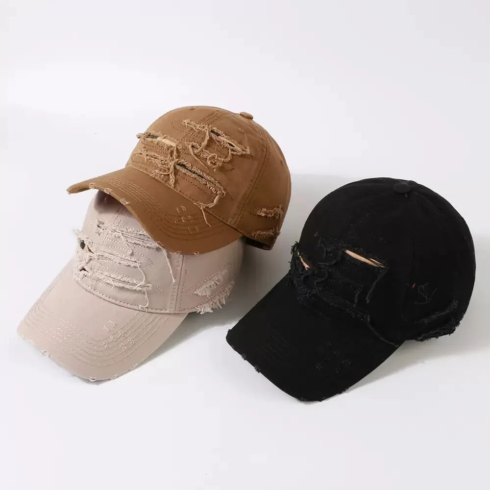 NEXT STREET Ripped Rim Curved-Brim Cap