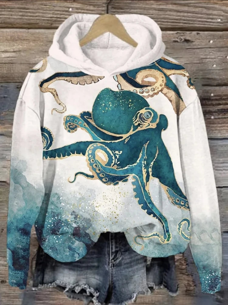 NEXT STREET Blue Ocean Tentacles Hoodie
