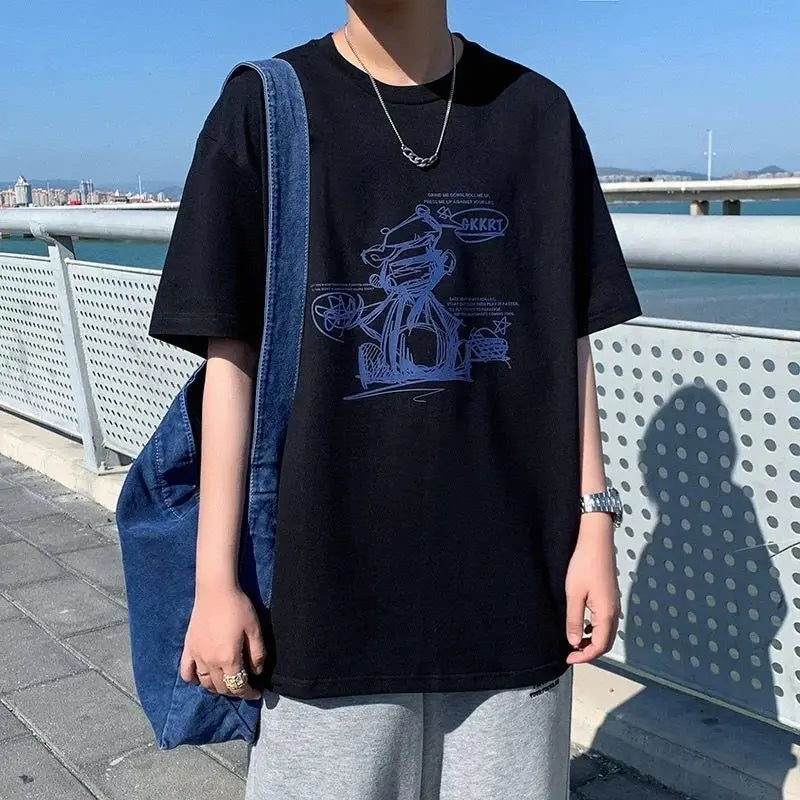 NEXT STREET Oversized Print Tech TEE