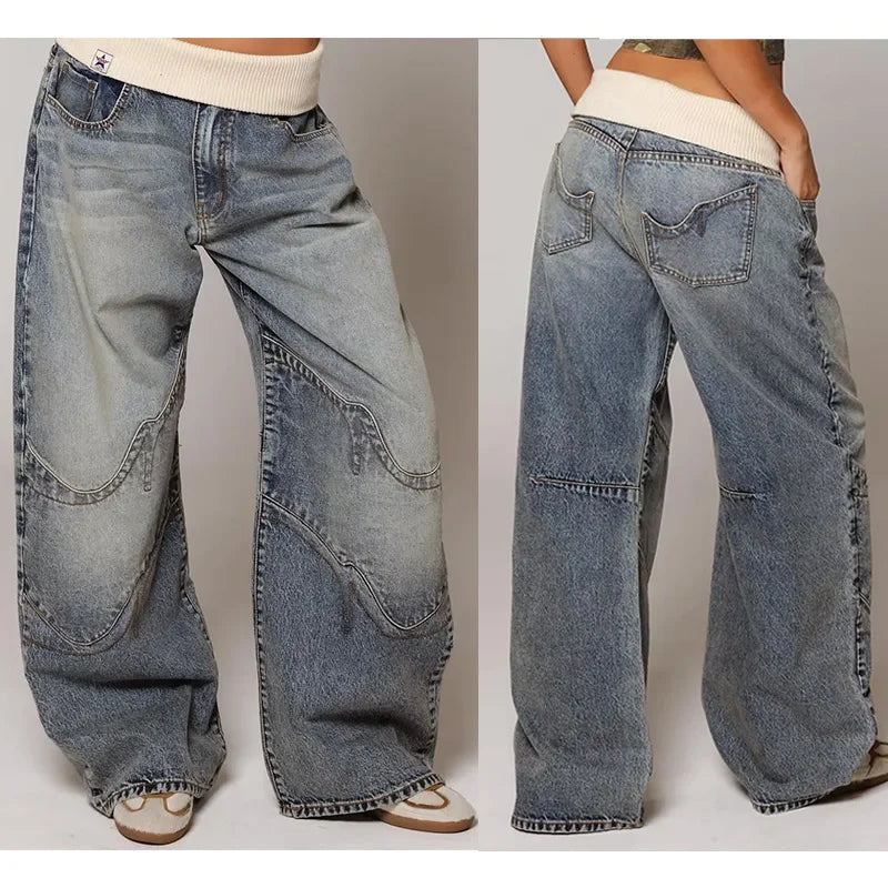 NEXT STREET Y2K Splice Wide-Leg Jeans