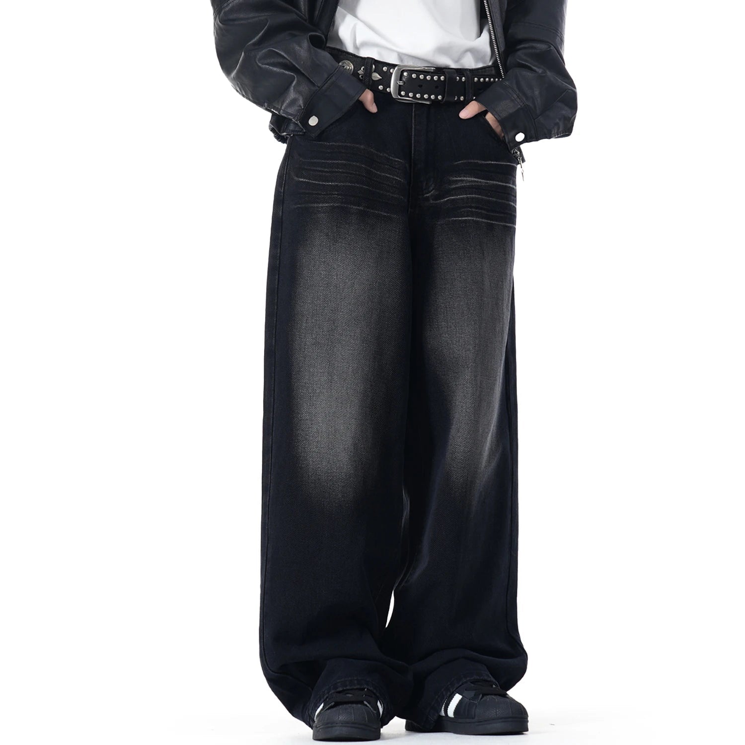 NEXT STREET Enzyme Black Wide-Leg Jeans