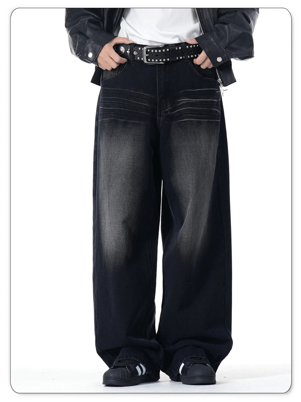NEXT STREET Enzyme Black Wide-Leg Jeans