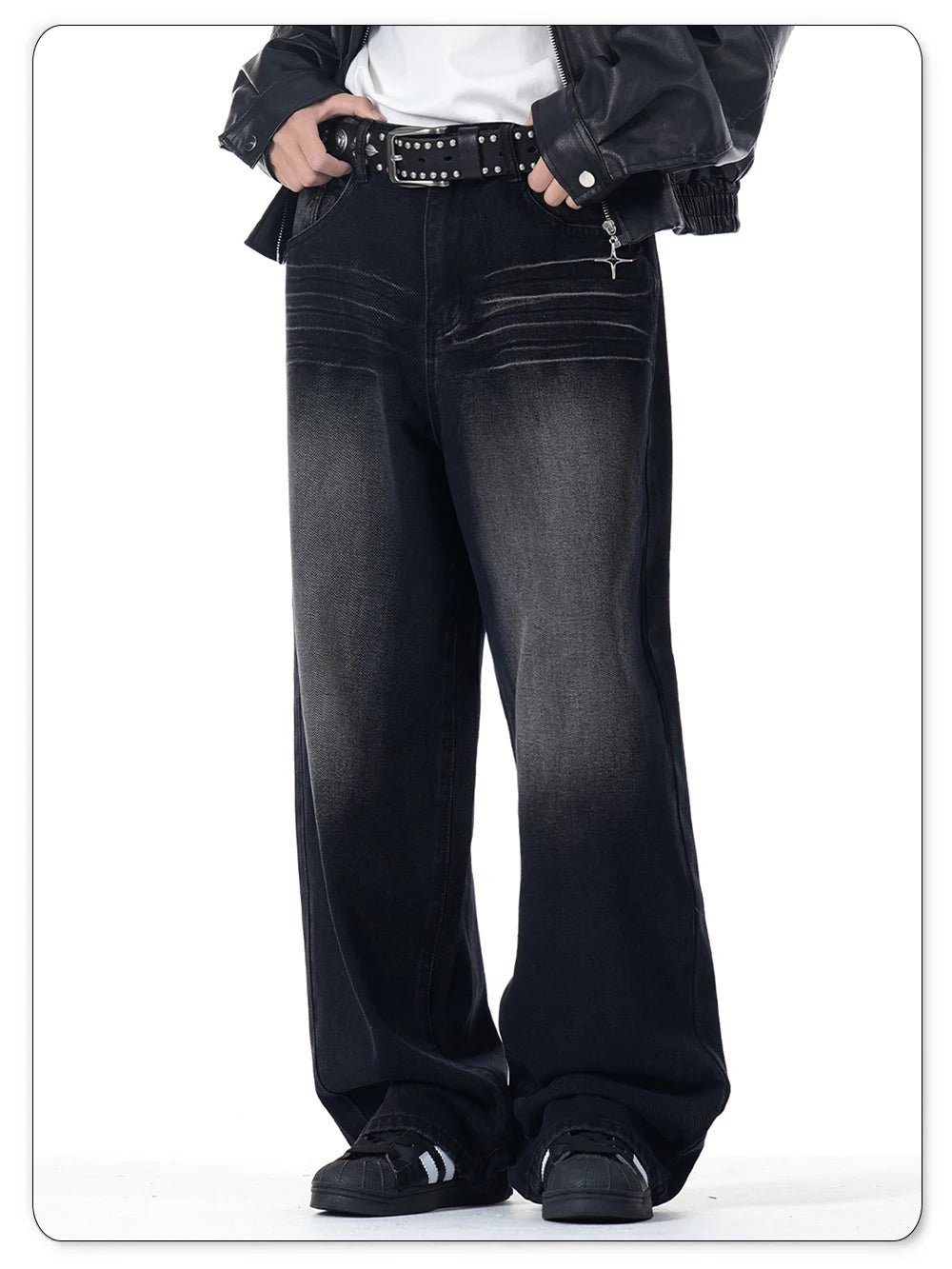 NEXT STREET Enzyme Black Wide-Leg Jeans