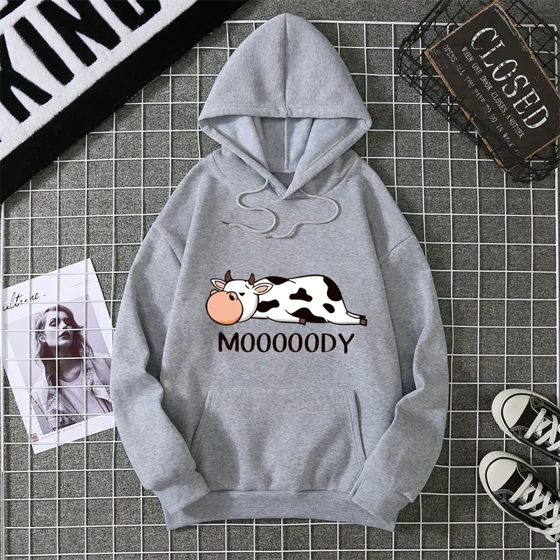 NEXT STREET Kawaii Cow Print Hoodie