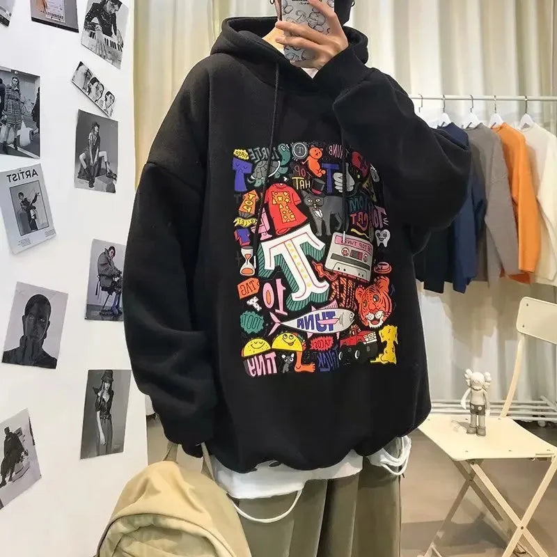 NEXT STREET Harajuku Fleece-Lined Hoodie